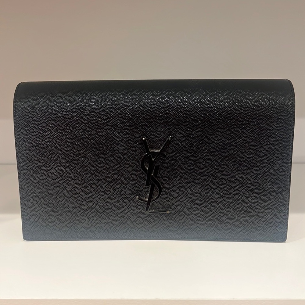 Ysl clutch black on black